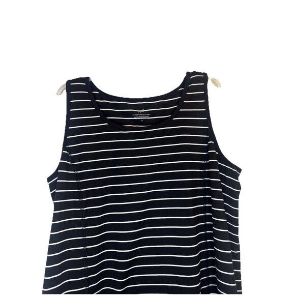 J. Jill Fit Women’s Black & White Stripe Performance Tank Top Sz M Stretch Gym - Picture 2 of 10